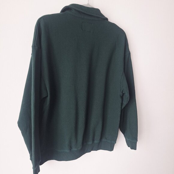 ROOTS Organic Original 1/4 Button Collar Sweatshirt - Varsity Green - Picture 4 of 8